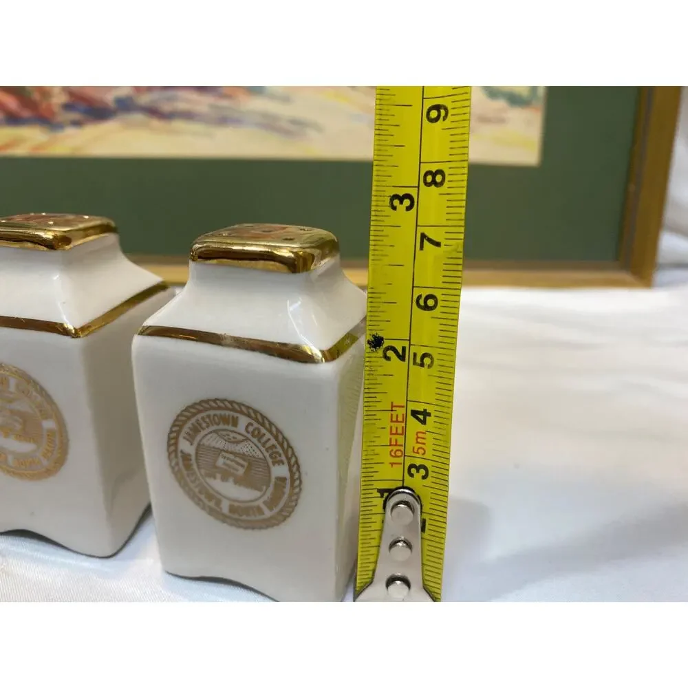 Vintage Jamestown College North Dakota Salt & Pepper Shaker Pair